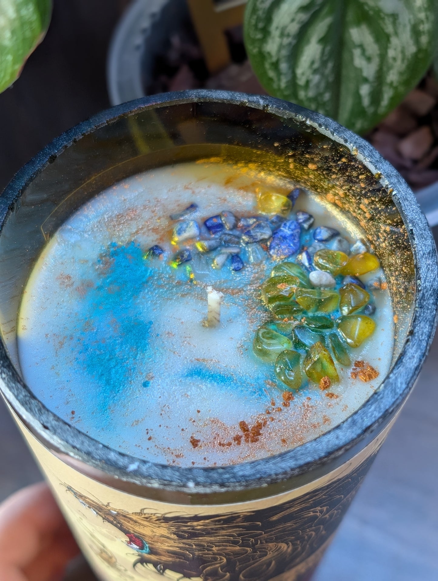 Wine bottle soy candle