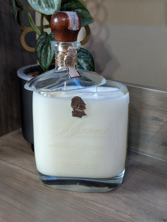 Bourbon bottle soy candle