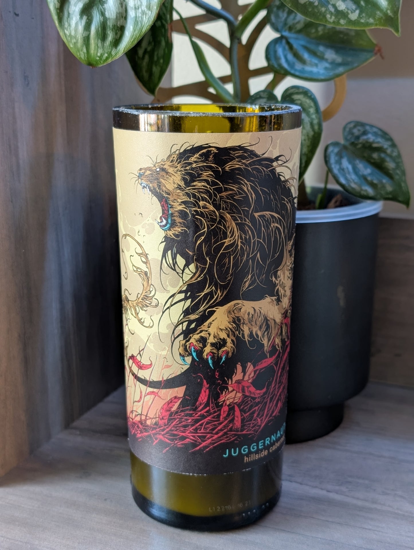 Wine bottle soy candle